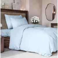 Merkloos Juego de funda de edredón en azul claro, de 240x220 cm, con 2 fundas de almohada de 65x65 cm