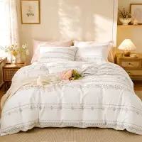 Merkloos Juego de funda de edredón de algodón con estampado floral, de 3 piezas: funda de edredón de 200 x 200 cm y 2 fundas de almohada de 80 x 80 cm