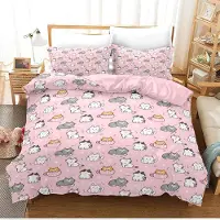Merkloos Juego de funda de edredón con estampado de gatos, de 135 x 200 cm, que incluye fundas de almohada de microfibra