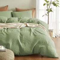 Merkloos Juego de ropa de cama de musselina de algodón, 155 x 220 cm, de 3 piezas, que incluye una funda de edredón y dos fundas de almohada de 80 x 80 cm