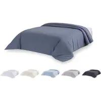 Merkloos Funda de edredón de microfibra cepillada en color azul grisáceo, para camas de 105/120-180 x 220 cm