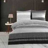 Merkloos Funda de edredón con fundas de almohada, 135x200 cm y 80x80 cm, 100% algodón percal, a rayas, con cierre de cremallera