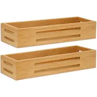 Merkloos Estante para hierbas de bambú - 2 unidades - 45 x 70 mm - Adhesivo o con tornillos - Cocina y nevera