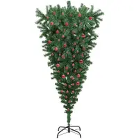 vidaXL Árbol de Navidad artificial giratorio con set de adornos esféricos, color verde, 210 cm, PVC