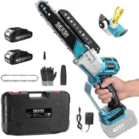 OEM Motosierra, portátil, eléctrica, con motor sin escobillas, incluye 2 baterías de 2.0Ah, con enchufe de 100V-240V para la Unión Europea