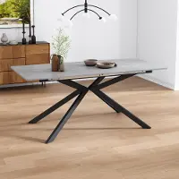 StarTech.com Mesa de comedor extensible automáticamente - Rectangular - Dimensiones 150/180 × 70 × 76 cm - Acabado tipo hormigón - Madera - Estructura de metal