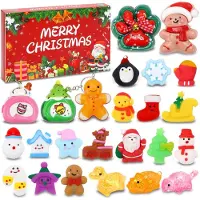 Echehi Calendario de Adviento Squishy 2026 24 Días de Sorpresas Con 19 Juguetes Squishy Y 3 Llaveros Set Navideño Para Niños Chicos