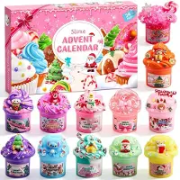 Sudatong Slime Calendario de Adviento 2026 para Niños Divertido Slime de Cristal Calendario de Navidad para Niños y Niñas 24 Días Cuenta Atrás con 12 Slimes