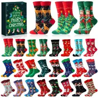 Izoel Calendario de Adviento 2026 Mujeres Hombres 12 24 Calcetines Navideños 38-44 24 Pares de Calcetines