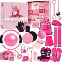 Izoel Calendario de Adviento Fitness 2026 Mujer Yoga Pilates Cuenta Atrás Navideña Rosa