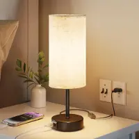 UPXNBOR 1 lámpara de noche con control táctil, regulable con función de carga USB (tipo A y tipo C), lámpara de mesa LED con 3 niveles de luz cálida, casquillo E27, color negro