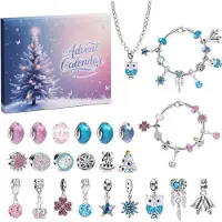COZCLAM Calendario de Adviento Joyas 2026 Calendario de Navidad de 24 Días Calendario de Adviento de Joyas de 24 Días Rosa y Azul
