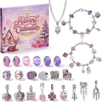 COZCLAM Calendario de Adviento Joyas 2026 Calendario de Navidad de 24 Días Calendario de Adviento con Joyas de 24 Días Rosa y Lila