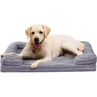 Selius Cama ortopédica para perros, grande (XXL), color gris claro, dimensiones 106x80x17 cm, con forro de felpa