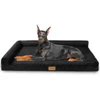 Selius Cama ortopédica para perros, grande, de 142x102 cm, color negro, fabricada en poliéster lavable