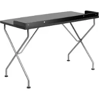 Dripio Mesa de ordenador, metal, color negro, 126,36 x 64,77 x 6,35 cm
