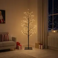 Syfax Árbol de Navidad de abedul micro Negro 150 cm Acero 360 LED