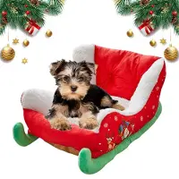 Dripio Cama navideña de felpa para mascotas, 63 cm, color rojo, para perros y gatos