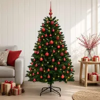 Syfax Árbol de Navidad artificial verde medio con bolas 120 cm