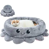 Dripio Cama para perro con forma de pulpo, color gris, tamaño mediano, con cojín desmontable