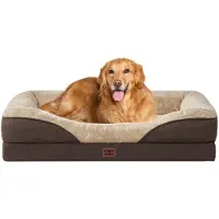 Merkloos Cama ortopédica para perros - Espuma viscoelástica - Marrón - 106,5 x 76 x 18,5 cm