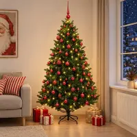 Syfax Árbol de Navidad Artificial con Adorno 180 cm 300 LED