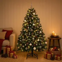 Syfax Árbol de Navidad Artificial con Adorno 180 cm 300 LED