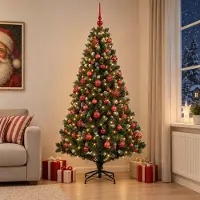 Syfax Árbol de Navidad Artificial con Adorno 210 cm 300 LED