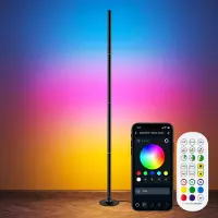 OEM Lámpara de pie RGB, 160 cm, con regulador de intensidad, control mediante aplicación y mando a distancia