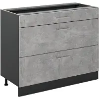 Vicco Mueble bajo de cocina R-Line Hormigón/Antracita 100 cm sin encimera, Model 71551