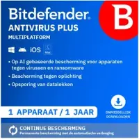 Bitdefender Antivirus Plus | 1 usuario de PC | para Windows | proteger siempre | durante 1 año