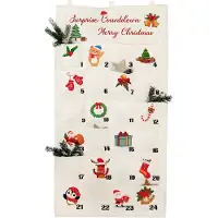 Merkloos Calendario de Adviento para llenar - 24 bolsillos - 130 x 60 cm - Fieltro y algodón - Para la pared