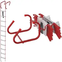 QEENTOE Escalera de rescate portátil ignífuga , 4,5 metros / 12 peldaños, capacidad de carga hasta 450 kg, color rojo, para ventanas y balcones