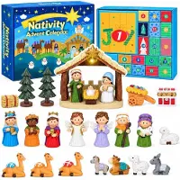 Loxiia Calendario de Adviento Belén 2026 Niños Historia del Belén Regalos para Niños Pequeños 24 Días Xmas Count Down Box Cristiano Religioso Patrón de Rayas