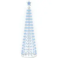Syfax Árbol de Navidad cónico LED 180 cm 250 LED Azul Acero Blanco