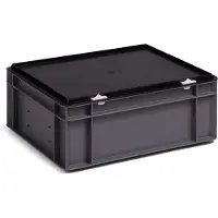 Markenlos Caja de almacenamiento apilable con tapa, color gris, 40 litros, fabricada en plástico PP