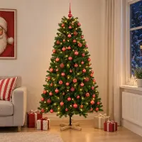 Syfax Árbol de Navidad artificial con bolas 210 cm 300 LED