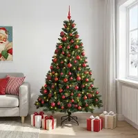 Syfax Árbol de Navidad Artificial con Adorno 210 cm 300 LED