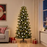 Syfax Árbol de Navidad artificial con bolas 210 cm 300 LED