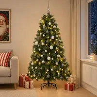Syfax Árbol de Navidad artificial con bolas 180 cm 300 LED