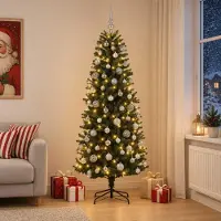 Syfax Árbol de Navidad Artificial con Adorno 210 cm 300 LED
