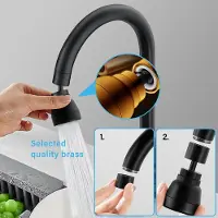 Markenlos Extensión para grifo, color negro, giratoria 360°, con 3 niveles y adaptador