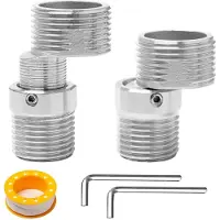 Markenlos Juego de 2 conectores tipo S – Acero inoxidable – Ajustables 360 grados – Color plateado – Conector para ducha – Adecuado para cocina y baño