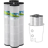 Vevor Cartucho de Filtro para Piscina, Repuesto Para Jacuzzi de 4 x 12,1 m², Filtro de Cartucho de Plisado Trilobal Seguro para Niños y Mascotas Compatible con Pentair CCP520, R173578, PCC130