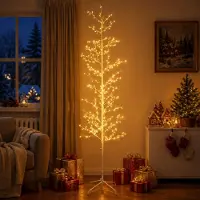 Syfax Árbol de Navidad de abedul micro Blanco 47 x 240 cm Acero