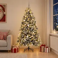 Syfax Árbol de Navidad Artificial con Adorno 180 cm 300 LED