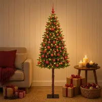 Syfax Árbol de Navidad Artificial con Adorno 180 cm 300 LED