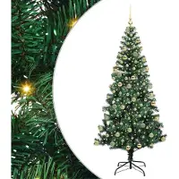 vidaXL Árbol de Navidad artificial con luces LED integradas, color verde, 180 cm