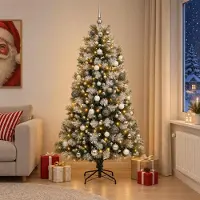 Syfax Árbol de Navidad artificial de ramas plegables con bolas 180 cm