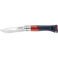 Opinel No. 09 Ocean 3262, Made For The Elements, Satin Stainless Steel, Red Polyamide, navaja marinera parcialmente dentada